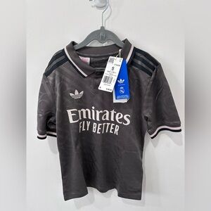 NWT Adidas 2024-25 Real Madrid Authentic Polo Jersey - Size S 9-10Y/140